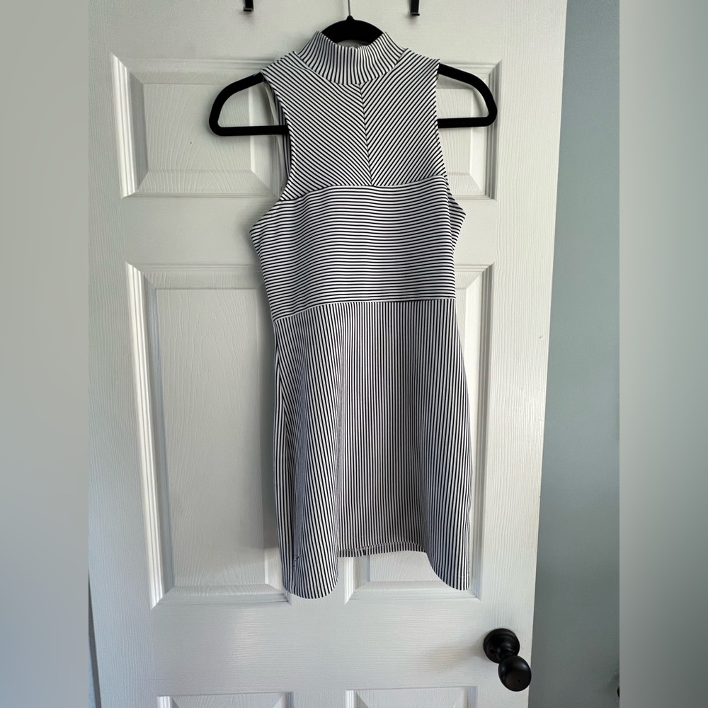 White and blue stripped dress